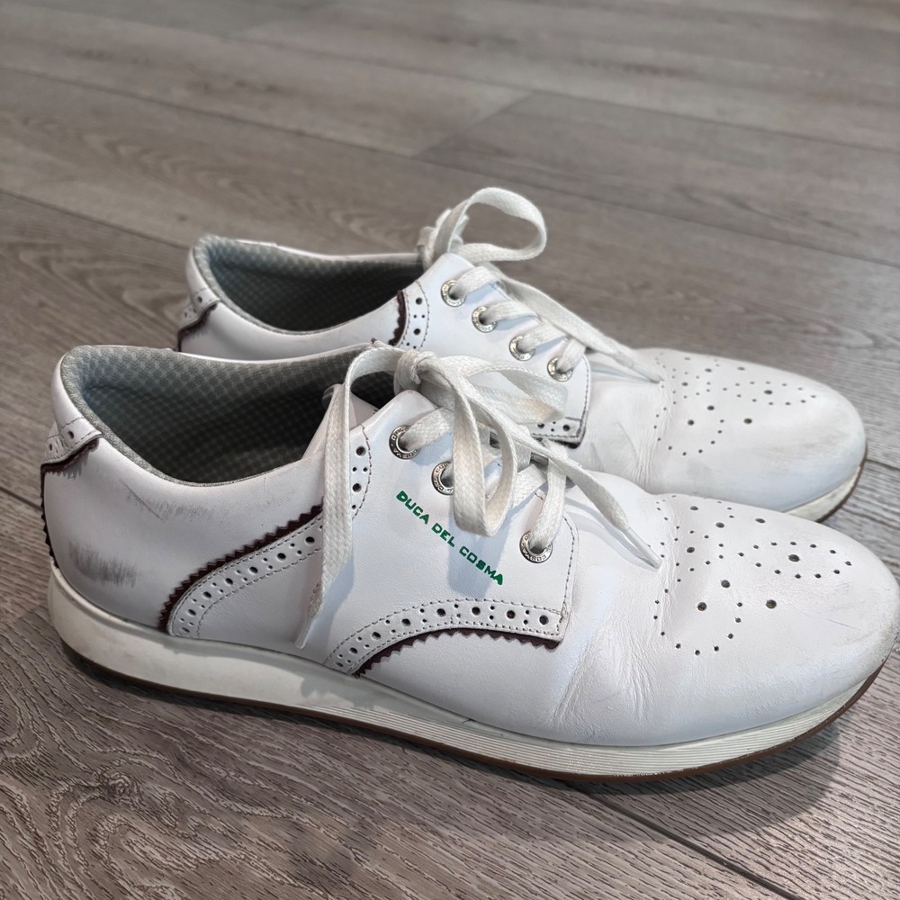 Duca Del Cosma Golf Shoes Womens 10.5 White Brogue Wingtip Spikeless Trainers